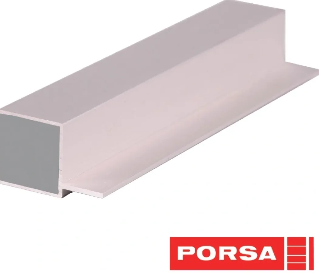 Porsa sølv aluprofil firkantet med flig 15 cm.