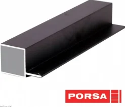 Porsa sort aluprofil firkantet med flig 80 cm.