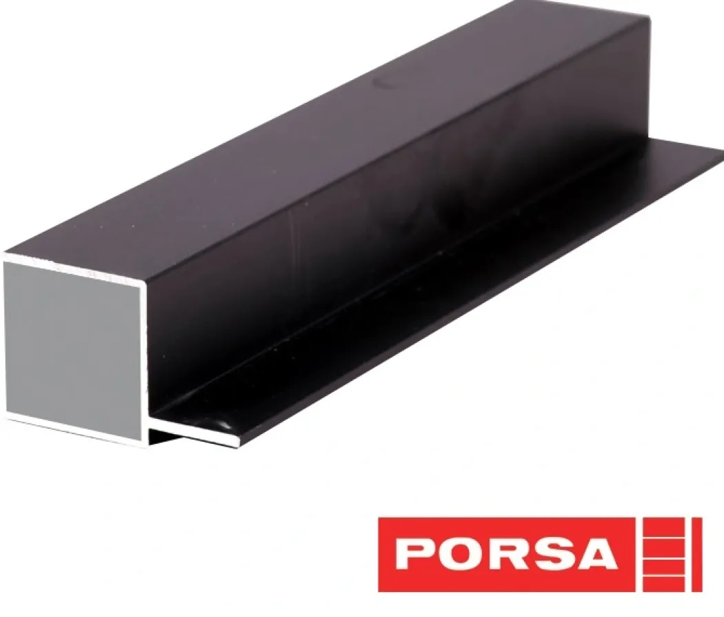 Porsa sort aluprofil firkantet med flig 65 cm.