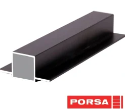 Porsa sort aluprofil med dobbelt flig 60 cm.