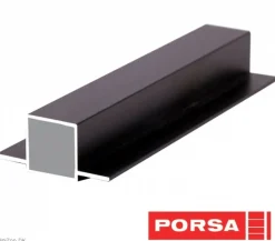 Porsa sort aluprofil med dobbelt flig 120 cm.