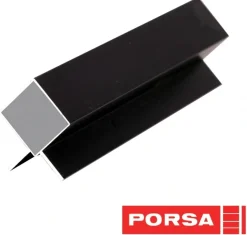 Porsa sort aluprofil med dobbelt vinkelflig 20 cm.