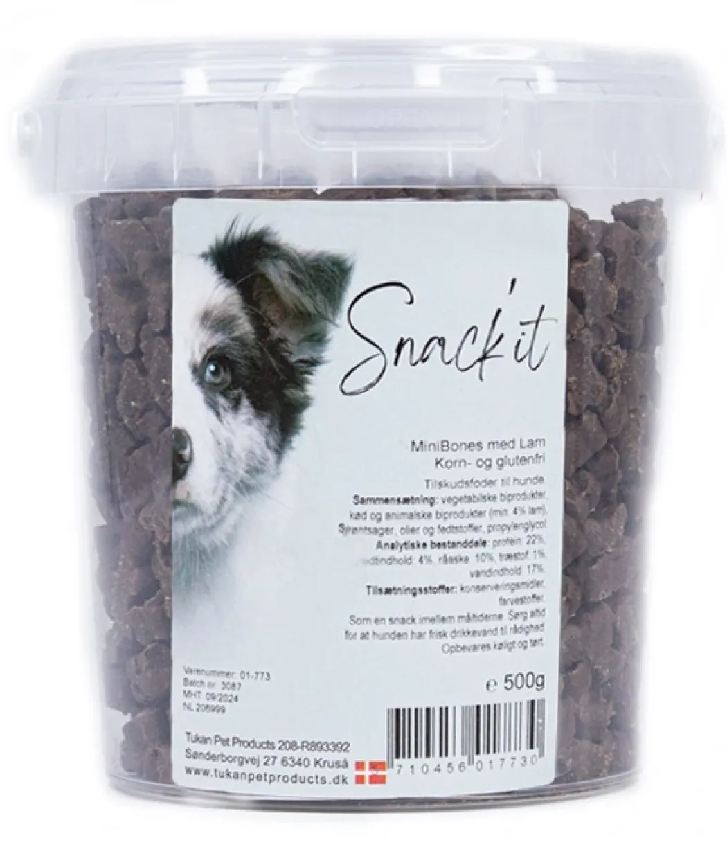 Snackit Semi-Moist Mini Bones med Lam 500 g - bløde hundesnacks
