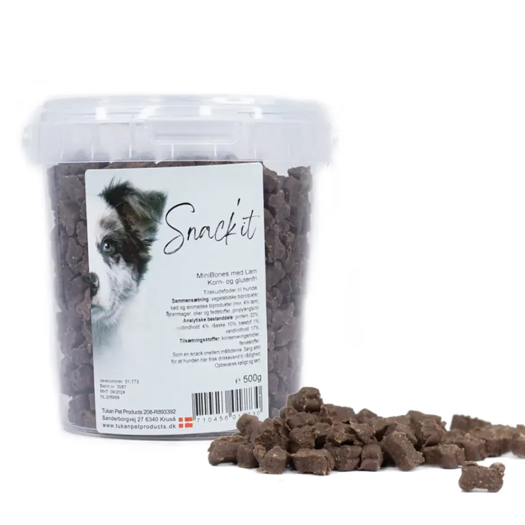 Snackit Semi-Moist Mini Bones med Lam 500 g - bløde hundesnacks