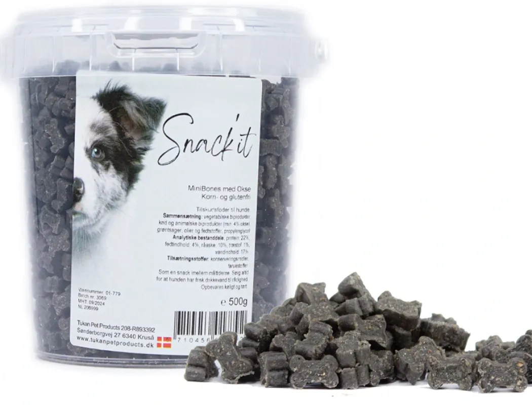Snackit Semi-Moist Mini Bones med Okse 500 g - bløde hundesnacks