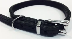 Timely halsbånd olieret læder sort 12 mm 30 cm - blød styrke til små hunde