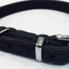 Timely halsbånd olieret læder sort 12 mm 20 cm - blød kontrol til små hunde