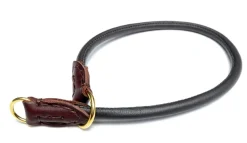Timely rundsyet brunt kalveskinds kvælerhalsbånd 8 mm 55 cm - skånsom kontrol til store hunde