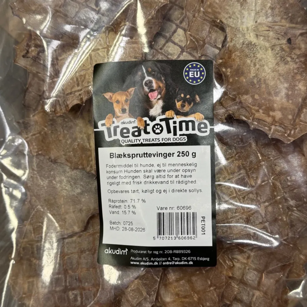 Treattime Blækspruttevinger 250 g - Naturlige hundesnacks