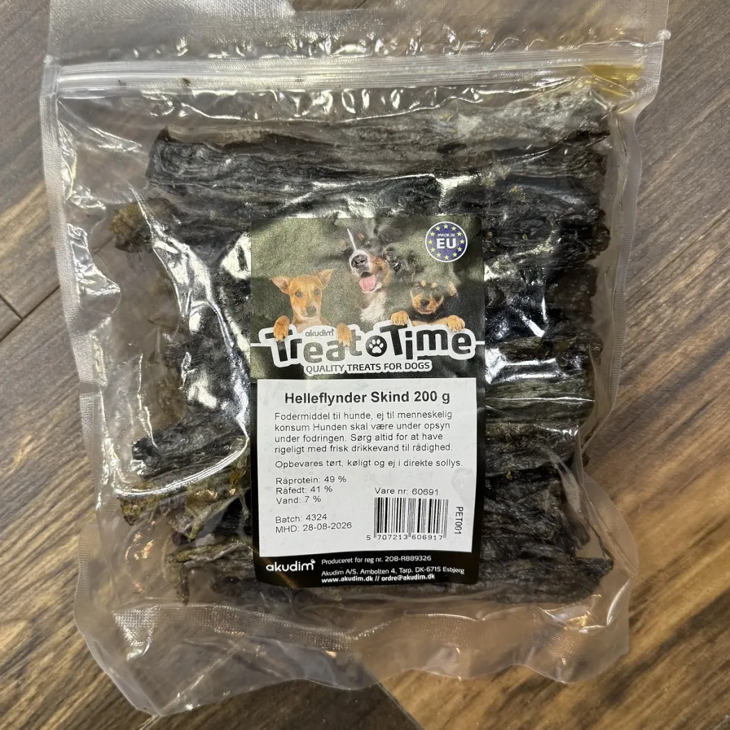 Treattime Helleflynderskind 200 g - Naturlige hundesnacks