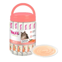 Truly Cat Cremet Slikbar Laks & Tranebær 420g - Blød snack til forkælelse