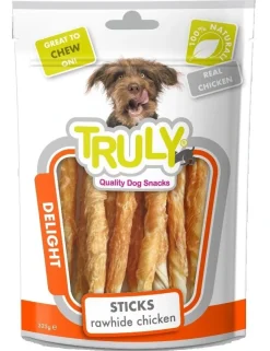 Truly Chicken Jerky Rawhide Twisted 325 g - kyllingejerky med råhud
