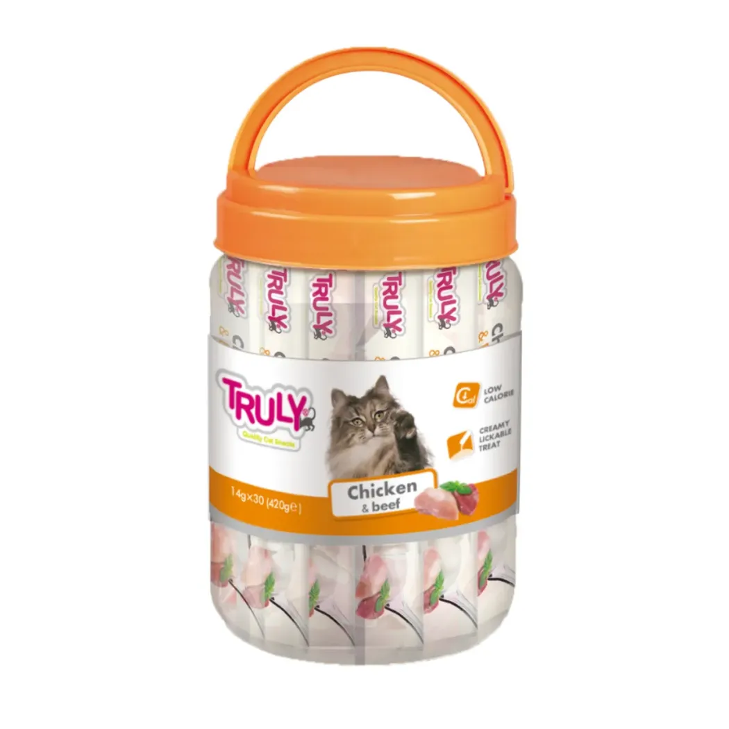 Truly Kat Cremet kattegodbid med kylling og okse 420 g (30 tuber)