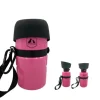 Vandflaske med sammenklappelig skål pink 600 ml