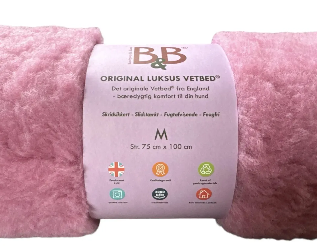 Vetbed Original rosa medium 75x100 cm til hund - varm støtte og komfort