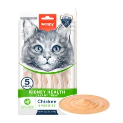 Wanpy Cat Functional Creamy Lickable Treat Kidney Health Chicken - Veggies 5 x 14 g