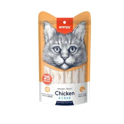 Wanpy Kat Cremet Slikbar Godbid med Kylling og Krabbe 350g (25x14g)