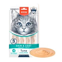 Wanpy Kat Funktionel Cremet Slikbar Godbid til hud og pels med Tun og laks