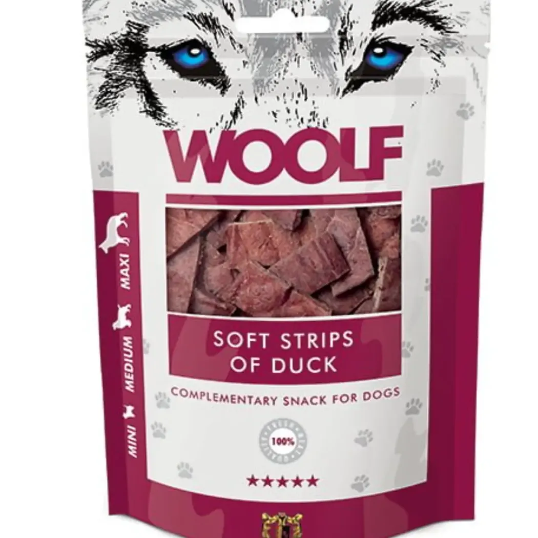Woolf Hundesnack Bløde Strimler med And
