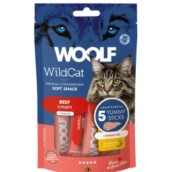 Woolf Wildcat Cream 5 stk - Lækker cremet snack med oksekød og rejeolie til katte
