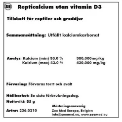 ZooMed Repti Calcium uden D-vitamin 85 g